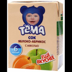 Сок Тёма яблоко абрикос с мякотью с 6 мес 200 мл