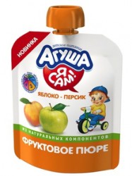 Пюре Агуша яблоко персик без сахара с 6 мес 90 г
